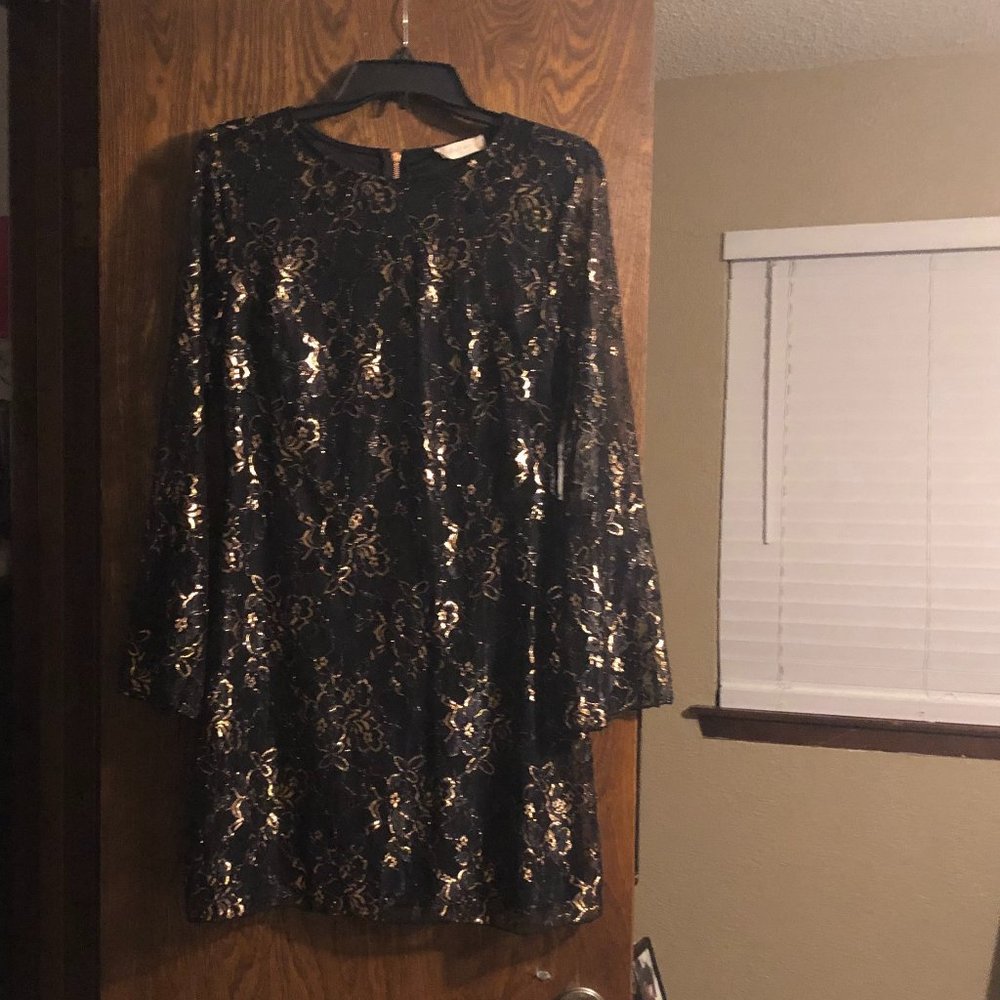 NWT - Black & Gold (Rose) Lace Party Dress M